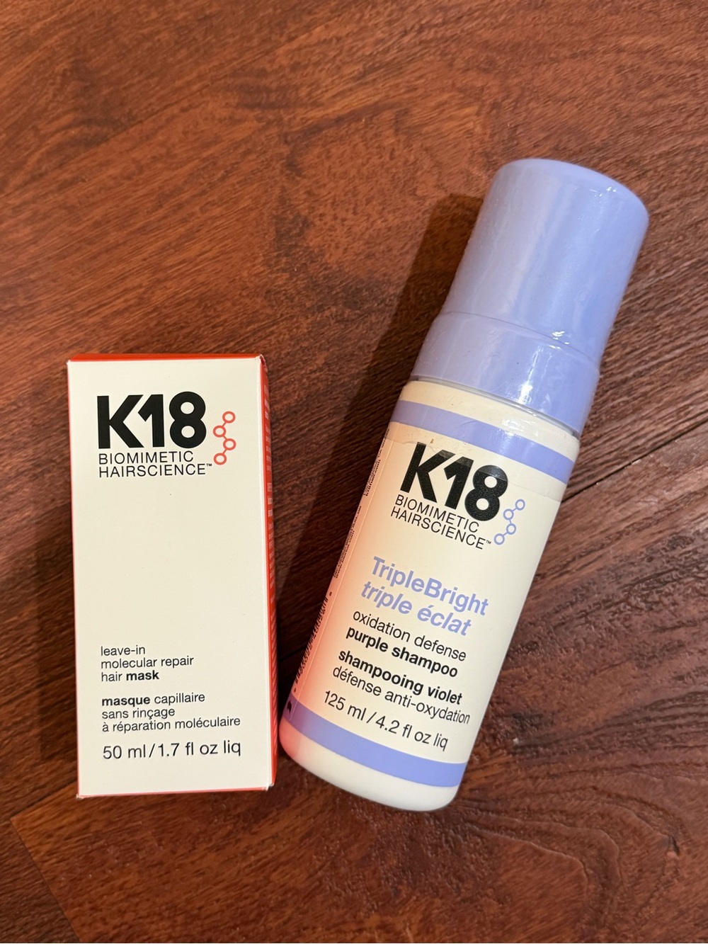 NWT K18 TripleBright Purple Shampoo + leave in repair mask
